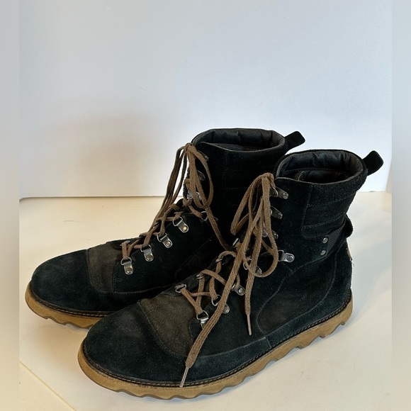 Sorel Men’s Black Suede Lace Up Durable Hiking Boots Sz 13 - Picture 1 of 12